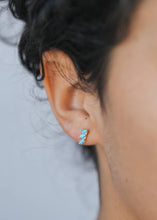 Load image into Gallery viewer, Offset Trio - Fire Opal - Gold Earrings