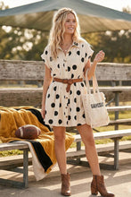 Load image into Gallery viewer, Polka Dot Button Down Pleated Poplin Mini Dress