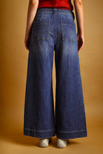 Load image into Gallery viewer, DARK WASHED TIED IN FRONT DENIM PANTS