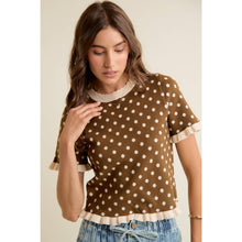 Load image into Gallery viewer, THE POLLY POLKA DOT RUFFLED SHORT SLEEVES SWEATER KNIT TOP