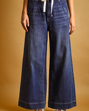 Load image into Gallery viewer, DARK WASHED TIED IN FRONT DENIM PANTS