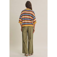 Load image into Gallery viewer, MAPLE STREET MULTI-STRIPE BUTTON-DOWN SWEATER CARDIGAN