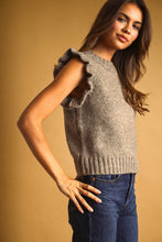 Load image into Gallery viewer, THE RAVEN RUFFLE SLEEVE SWEATER TOP