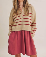 Load image into Gallery viewer, THE SANDY STRIPED POLO SWEATER MINI DRESS