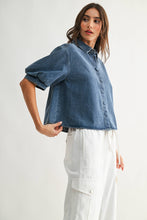 Load image into Gallery viewer, Short-Sleeve Cropped Denim Shirt