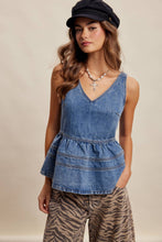 Load image into Gallery viewer, Denim Peplum Tank Top