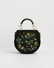 Load image into Gallery viewer, Sunflower Green Velvet Embroidered Top Handle Bag