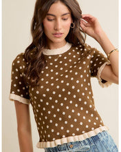 Load image into Gallery viewer, THE POLLY POLKA DOT RUFFLED SHORT SLEEVES SWEATER KNIT TOP
