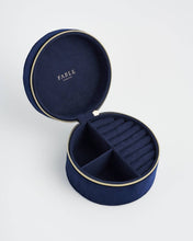 Load image into Gallery viewer, Red Admiral Navy Velvet Embroidered Jewellery Box