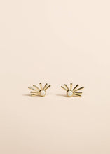 Load image into Gallery viewer, Sun Ray - White Opal - Gold Earrings