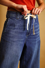 Load image into Gallery viewer, DARK WASHED TIED IN FRONT DENIM PANTS