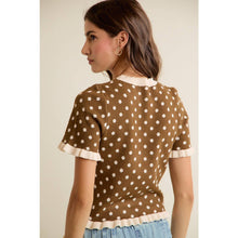 Load image into Gallery viewer, THE POLLY POLKA DOT RUFFLED SHORT SLEEVES SWEATER KNIT TOP