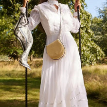 Load image into Gallery viewer, Fable Tree of Life Monochrome Raffia Saddle Purse