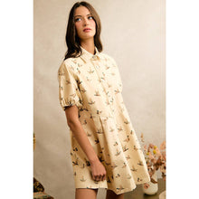 Load image into Gallery viewer, MALLARD DUCK PRINT PUFF SLEEVE MINI DRESS