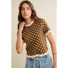 Load image into Gallery viewer, THE POLLY POLKA DOT RUFFLED SHORT SLEEVES SWEATER KNIT TOP