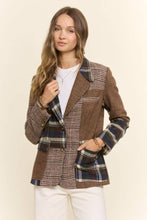 Load image into Gallery viewer, Mixed Plaid And Herringbone Patchwork Blazer Jacket