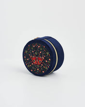 Load image into Gallery viewer, Red Admiral Navy Velvet Embroidered Jewellery Box
