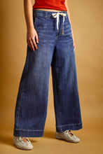 Load image into Gallery viewer, DARK WASHED TIED IN FRONT DENIM PANTS