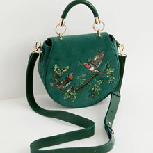 Load image into Gallery viewer, Robin Love Fern Green Velvet Embroidered Purse