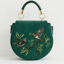 Load image into Gallery viewer, Robin Love Fern Green Velvet Embroidered Purse