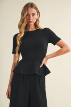 Load image into Gallery viewer, Bouclé Knit Peplum Pullover
