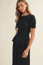 Load image into Gallery viewer, Bouclé Knit Peplum Pullover
