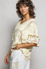 Load image into Gallery viewer, V-neck Short Sleeve Crochet Trim Solid Top
