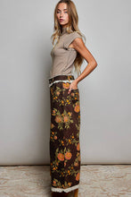 Load image into Gallery viewer, Ruffle Floral Pattern Waistband Button-Front Woven Pants
