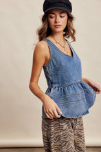 Load image into Gallery viewer, Denim Peplum Tank Top
