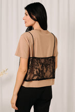 Load image into Gallery viewer, ROUND NECK T-SHIRT WITH LACE CONTRAST LAYERED TOP
