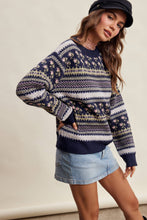 Load image into Gallery viewer, Fair Isle Floral Knit Sweater
