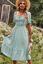 Load image into Gallery viewer, Gingham puff sleeve dress
