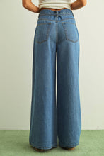 Load image into Gallery viewer, WIDE LEG DENIM PANTS WITH SELF BELT
