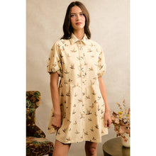 Load image into Gallery viewer, MALLARD DUCK PRINT PUFF SLEEVE MINI DRESS
