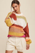 Load image into Gallery viewer, Online Exclusive Open Mixed Knit Slouchy Hand Crochet Sweater
