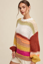 Load image into Gallery viewer, Online Exclusive Open Mixed Knit Slouchy Hand Crochet Sweater
