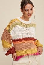 Load image into Gallery viewer, Online Exclusive Open Mixed Knit Slouchy Hand Crochet Sweater
