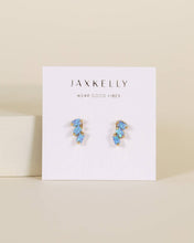 Load image into Gallery viewer, Offset Trio - Fire Opal - Gold Earrings
