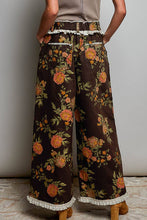 Load image into Gallery viewer, Ruffle Floral Pattern Waistband Button-Front Woven Pants
