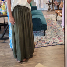 Load image into Gallery viewer, Boho Olive Side Slit Maxi Skirt
