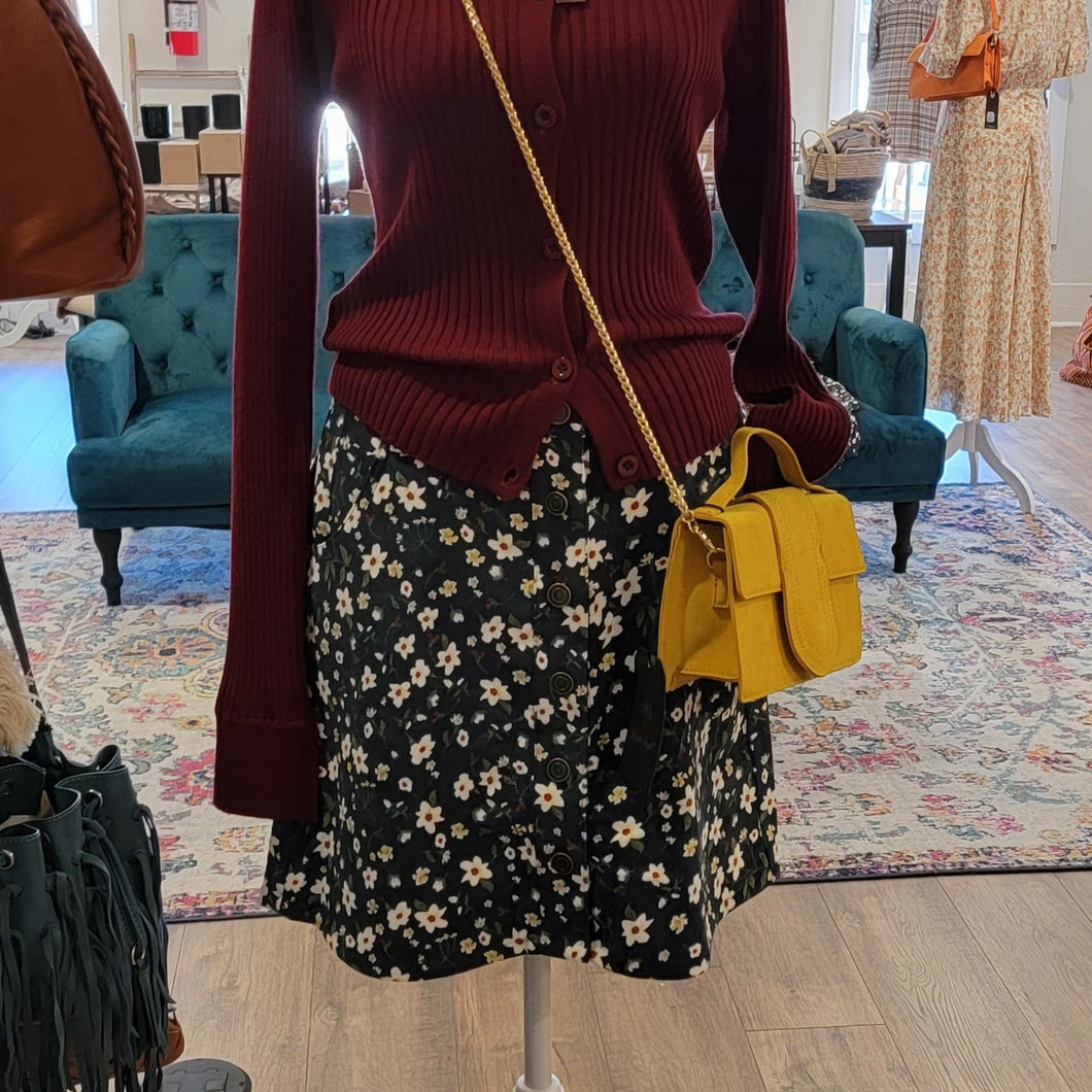 Pippa Floral Corduroy Skirt