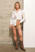 Load image into Gallery viewer, Online Excusive - Embroidered Western Cowgirl Linen Shirt Blouse
