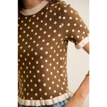 Load image into Gallery viewer, THE POLLY POLKA DOT RUFFLED SHORT SLEEVES SWEATER KNIT TOP

