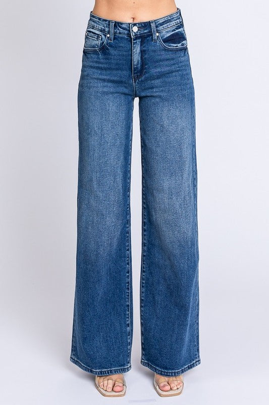 HIGH RISE COMFORT STRETCH WIDE LEG JEANS
