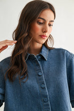 Load image into Gallery viewer, Short-Sleeve Cropped Denim Shirt
