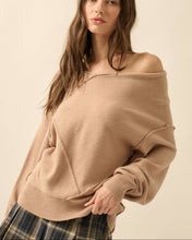 Load image into Gallery viewer, Solid Knit V-Neck Exposed-Seam Sweater
