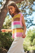 Load image into Gallery viewer, Crochet Multi Striped Pullover Knit Sweater Vest

