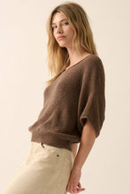 Load image into Gallery viewer, Short-Sleeve Pointelle Ribbed Knit Sweater
