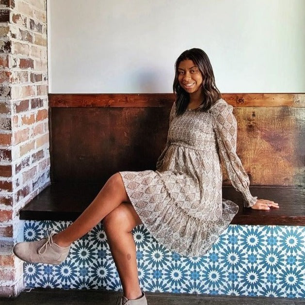 In Loom Smocked Square Neck Dress