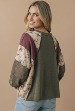 Load image into Gallery viewer, Mixed Media Patchwork Pullover Knit Top
